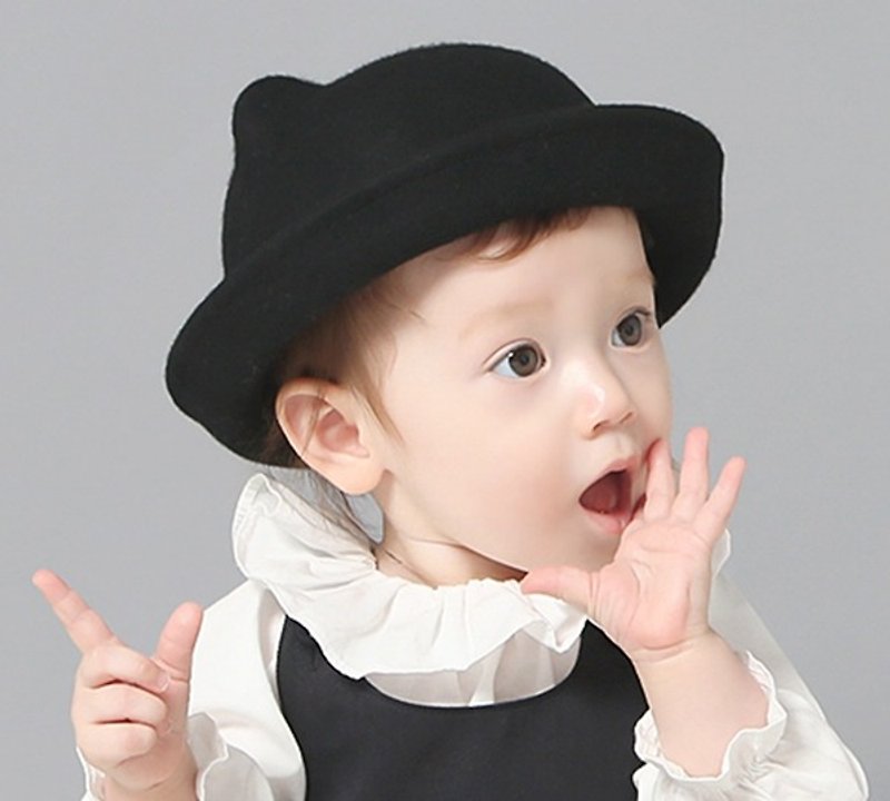 Happy Prince 黑色纯羊毛婴童小礼帽 - 婴儿帽/发带 - 羊毛 黑色