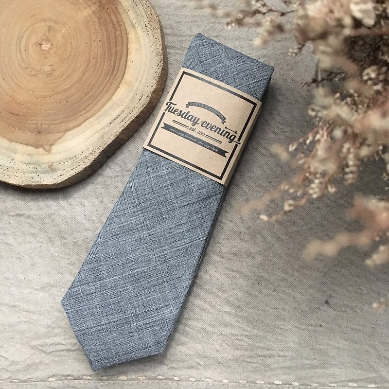 Necktie Blue Light Jean OS - 领带/领带夹 - 棉．麻 蓝色