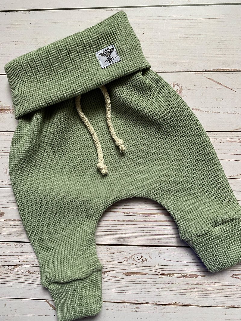 Baby pants baby leggings boho baby clothes organic cotton pants for boy or girl - 童装裤 - 棉．麻 绿色
