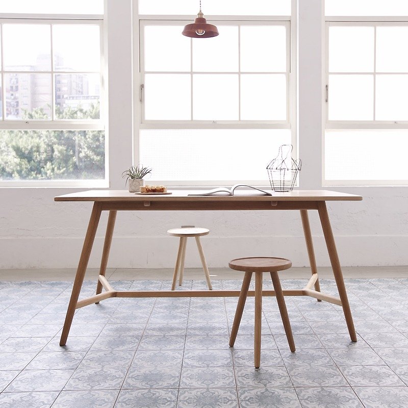 大家来喟咖(放脚)手工橡木餐桌 (150X80 ) - 餐桌/书桌 - 木头 咖啡色