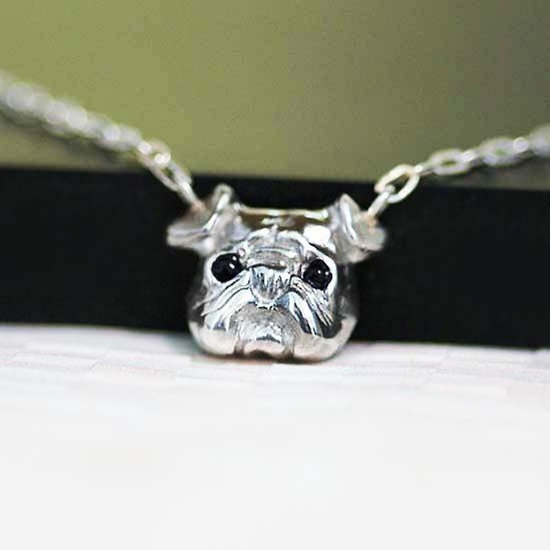 小さなパグ顔ペンダント【送料無料】犬　わんこ　シルバー製　銀 - 项链 - 其他金属 银色