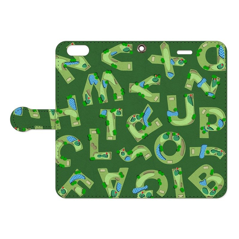 [手帳型iPhoneケース] Golf course - 手机壳/手机套 - 真皮 绿色