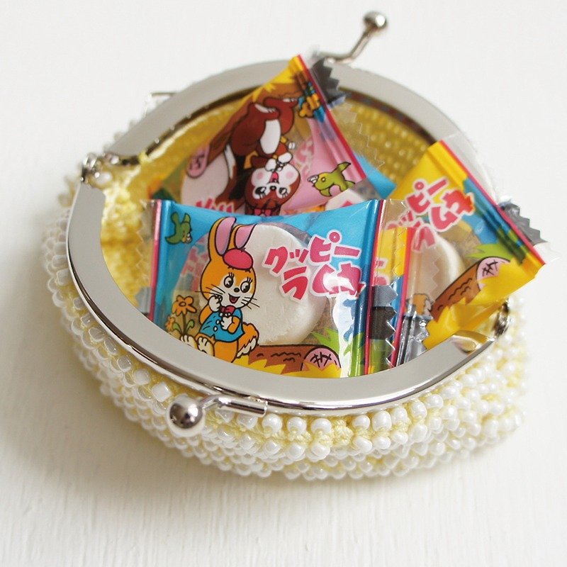 Ba-ba handmade☆beads crochet coinpurse (No.495） - 零钱包 - 其他材质 黄色
