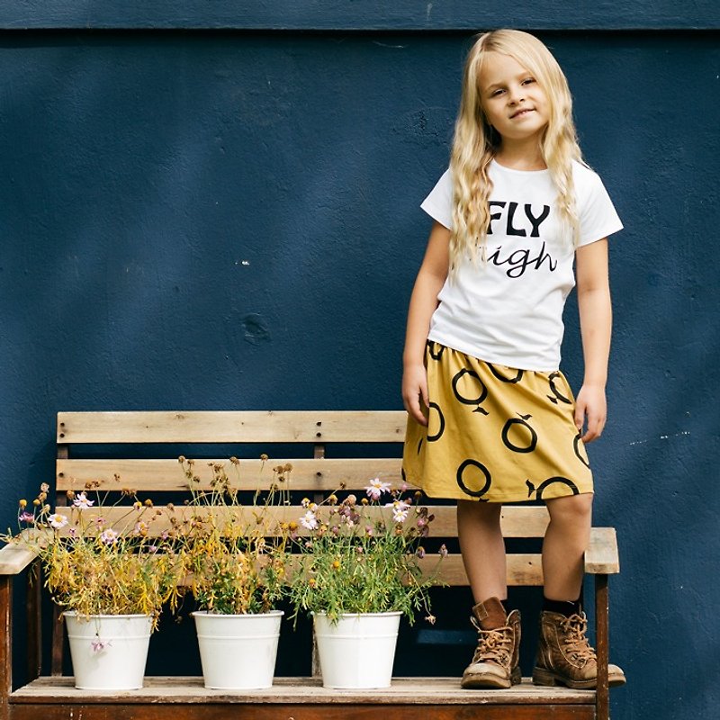 【北欧童装】冰岛有机棉圆裙圈圈黄色 2Y - 童装裤 - 棉．麻 黑色