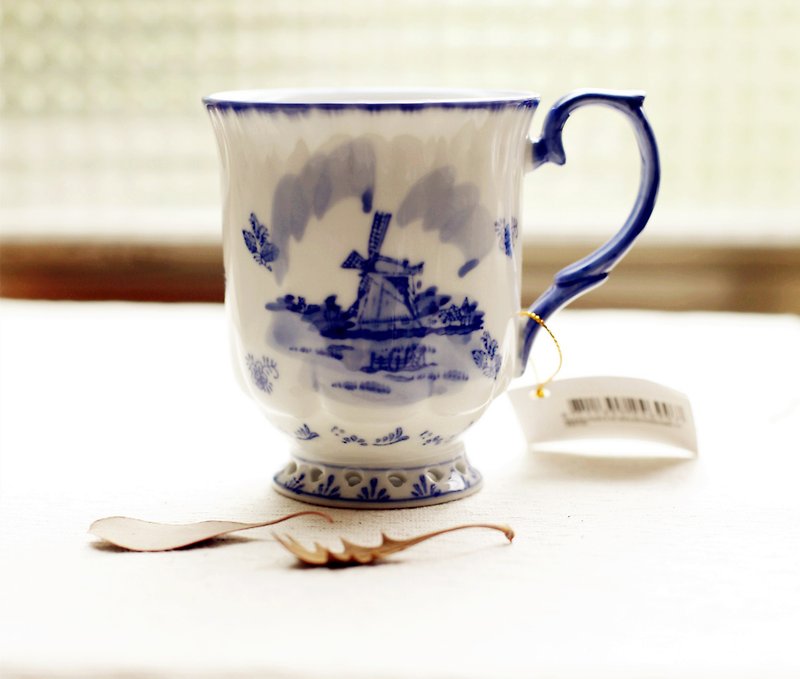 【好日恋物】荷兰古件陶瓷风车茶杯 - 茶具/茶杯 - 瓷 蓝色