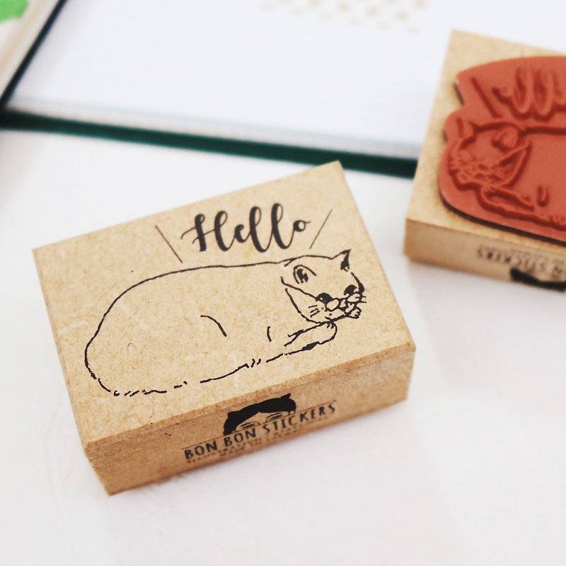 眼镜猫 Hello 木头印章 3.5 x 5厘米 - 印章/印台 - 木头 