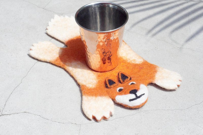 情人节礼物民族风森林系羊毛毡杯垫 动物 动物杯垫-狐狸吸水杯垫  - 杯垫 - 羊毛 橘色