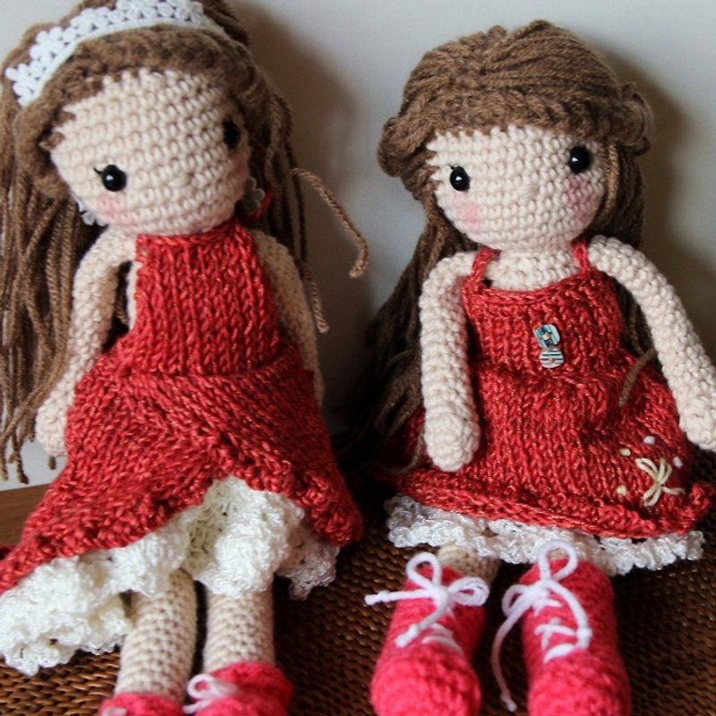 布棉花小美娃娃, 红色小礼服, 篷篷裙红色洋装 - 玩偶/公仔 - 聚酯纤维 红色