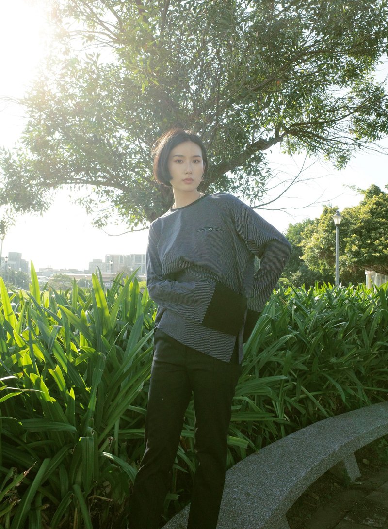 UUIN   _ 黑白条慵懒T恤 - 女装上衣 - 棉．麻 黑色