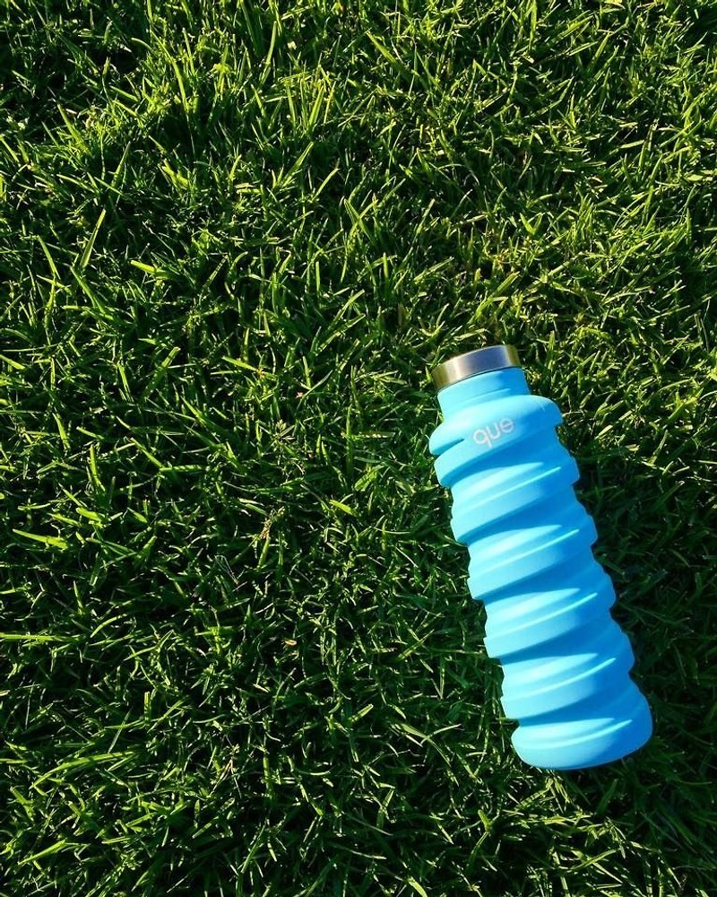 que 环保伸缩水瓶 蓝色 355ml 食品级硅胶随行杯 - 水壶/水瓶 - 硅胶 蓝色
