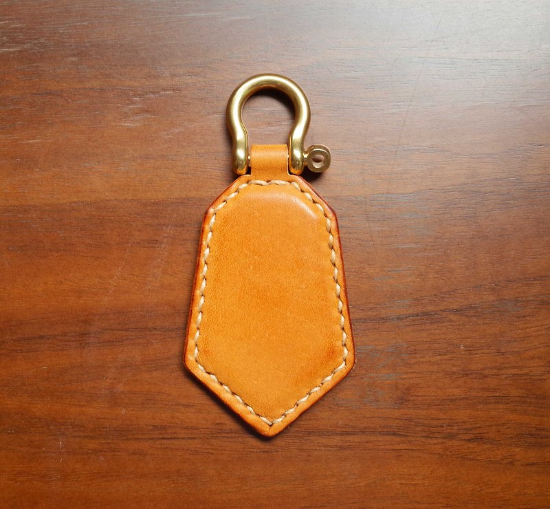 悠游卡晶片吊饰－钥匙圈款－浅咖啡色 - 钥匙链/钥匙包 - 真皮 橘色