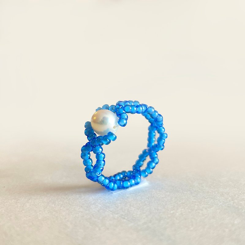 蓝色珍珠戒指 - 戒指 - 宝石 蓝色
