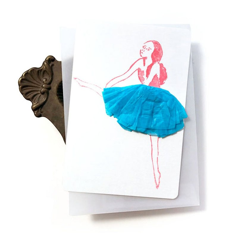バレリーナのカード　水色スカート - 卡片/明信片 - 纸 蓝色