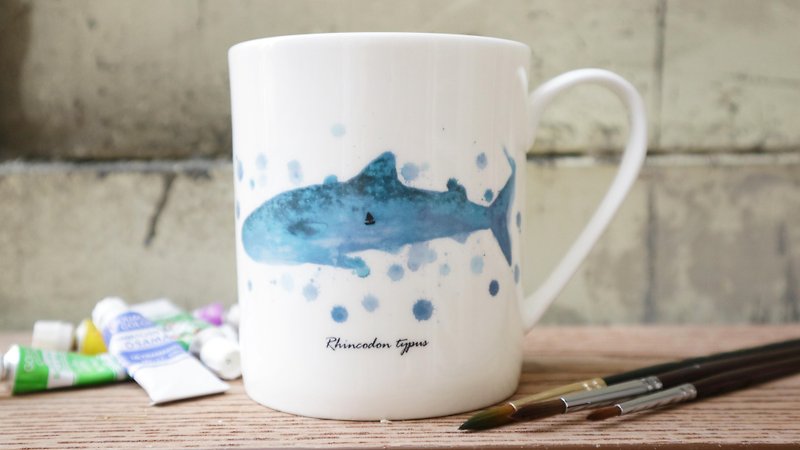 买二送一  骨瓷马克杯-鲸鲨梦 - 咖啡杯/马克杯 - 瓷 蓝色
