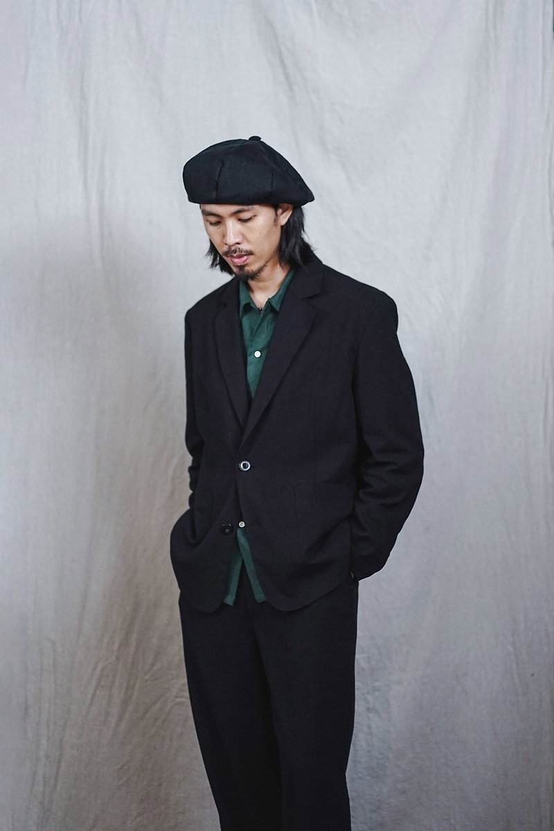Washed Cotton/Linen Casual Blazer (Black) - 男装外套 - 棉．麻 