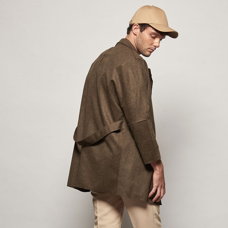 Stone@s Wool Coat In Brown / 羊毛罩衫 造型衬衫 - 男装外套 - 羊毛 咖啡色