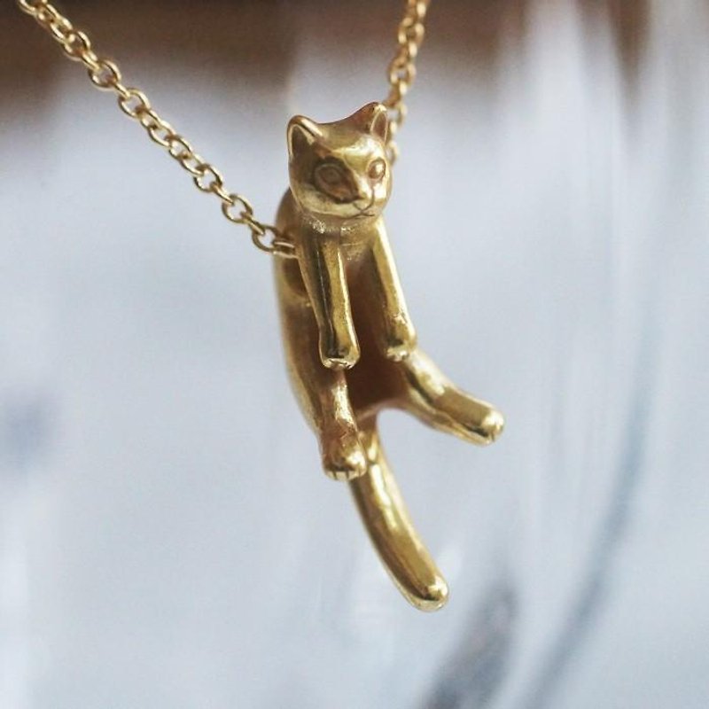 グリとラテュの猫ペンダント　グリ　アンティークゴールド - 项链 - 其他金属 金色