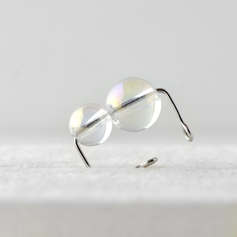 シャボン玉のイヤーカフ ステンレス 単品 水晶 シルバーカラー 日本設計 - 耳环/耳夹 - 水晶 透明