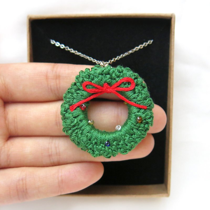 （极限量发售）手工圣诞圈 项链／颈链 - 颈链 - 绣线 绿色