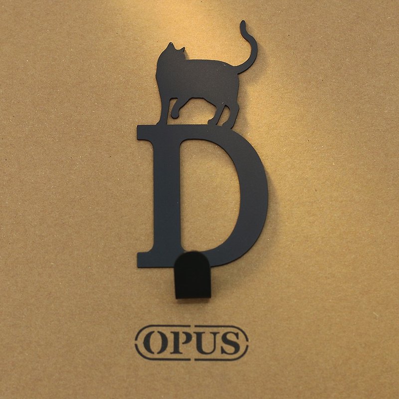 【OPUS东齐金工】当猫咪遇上字母D - 挂勾(黑)/壁饰衣架/造型挂钩 - 墙贴/壁贴 - 其他金属 黑色