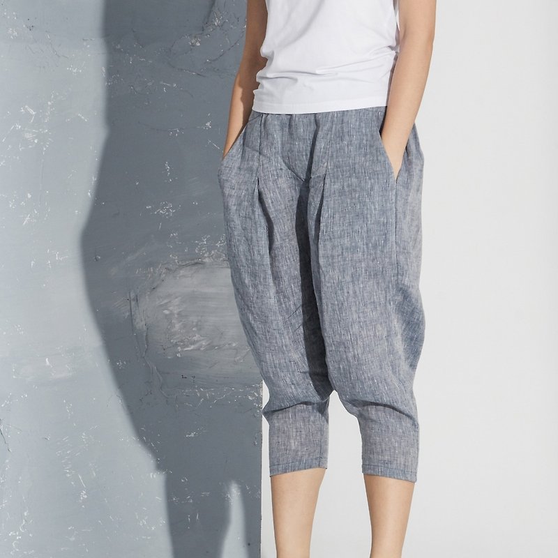 【订制】灰亚麻哈伦裤 - 女装长裤 - 棉．麻 灰色