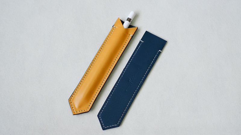 真皮 笔筒/笔座 黄色 - BILLIE Yellow&Blue Leather Cute Pen Case / Pen Holder/ Apple Pen Soft Cover
