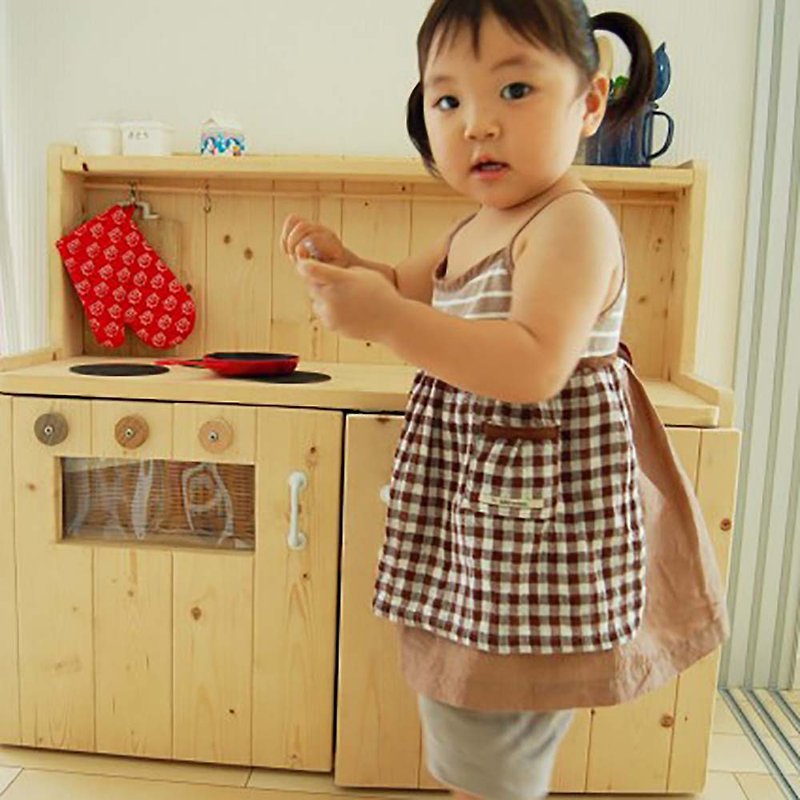 日本制 小厨娘方格围裙 - 其他 - 棉．麻 咖啡色
