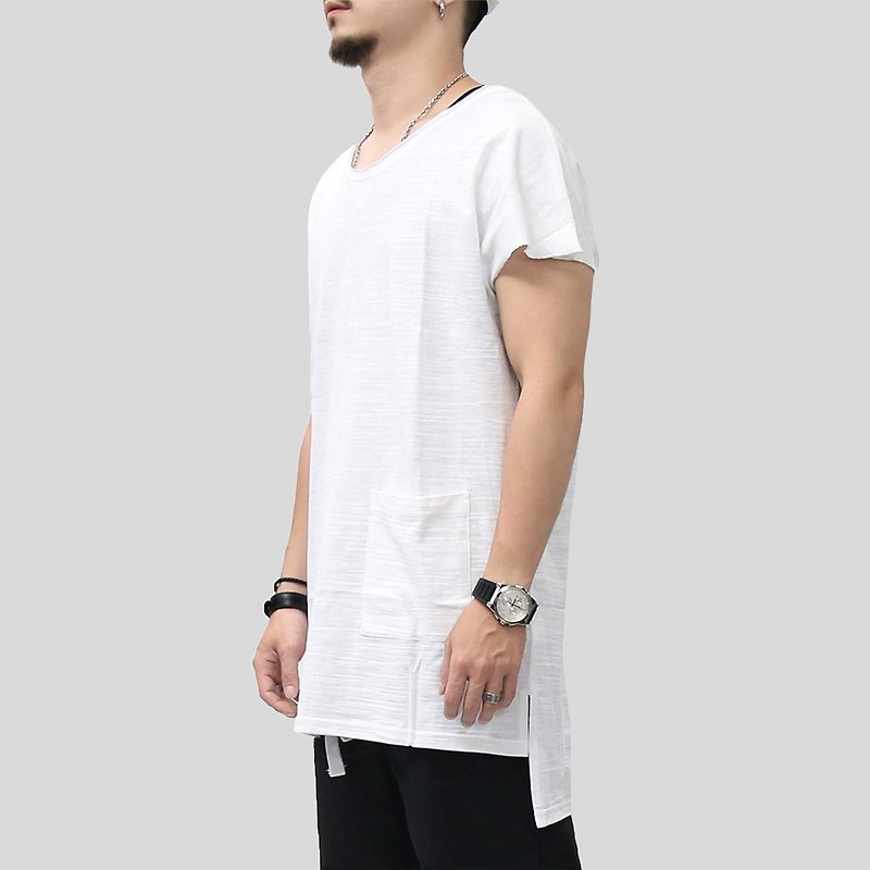 【ionism】竹节棉口袋T白 - 男装上衣/T 恤 - 棉．麻 白色