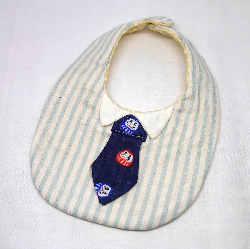Japanese Handmade 8-layer-gauze Baby Bib / with tie - 围嘴/口水巾 - 棉．麻 蓝色