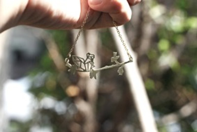 Squrrel geometric with branch necklace - 项链 - 其他金属 橘色