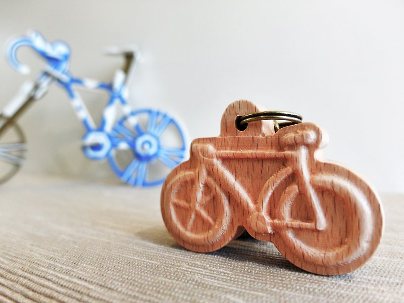 脚踏车 bicycle  //  原木制 钥匙圈 挂件 吊饰 - 钥匙链/钥匙包 - 木头 咖啡色
