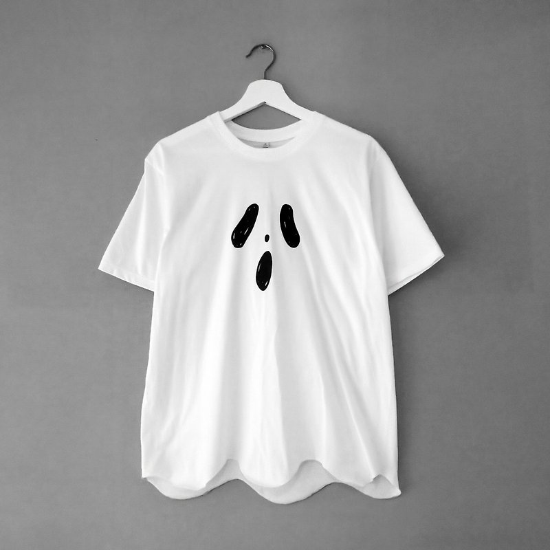 【Halloween】おばけTシャツ - 男装上衣/T 恤 - 棉．麻 白色