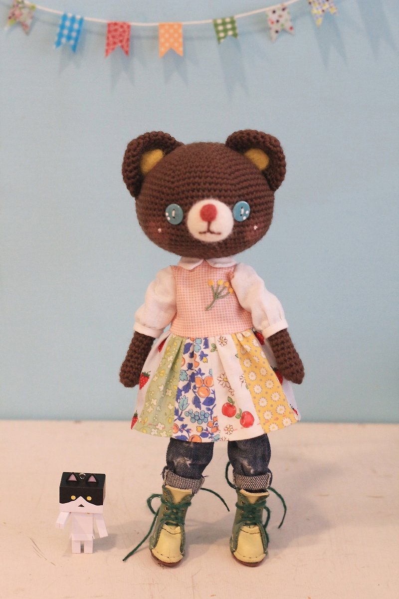 Miki设计手作编织娃。动物好朋友巧克力熊小姐。Hanako - 玩具/玩偶 - 纸 咖啡色