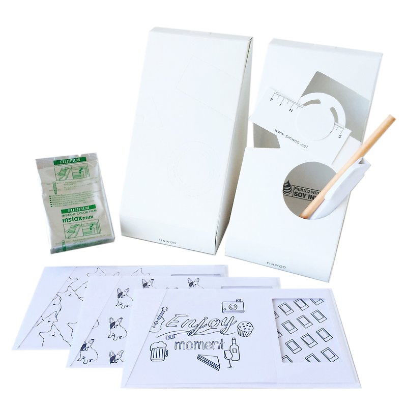 Pin Cards - 彩绘系列相框卡+ 胶卷X1+ 纸铅笔＋极简笔筒盒 - 其他 - 纸 白色