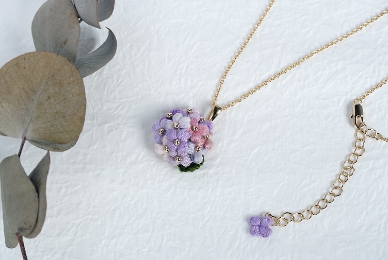 紫陽花のネックレス - 项链 - 绣线 蓝色