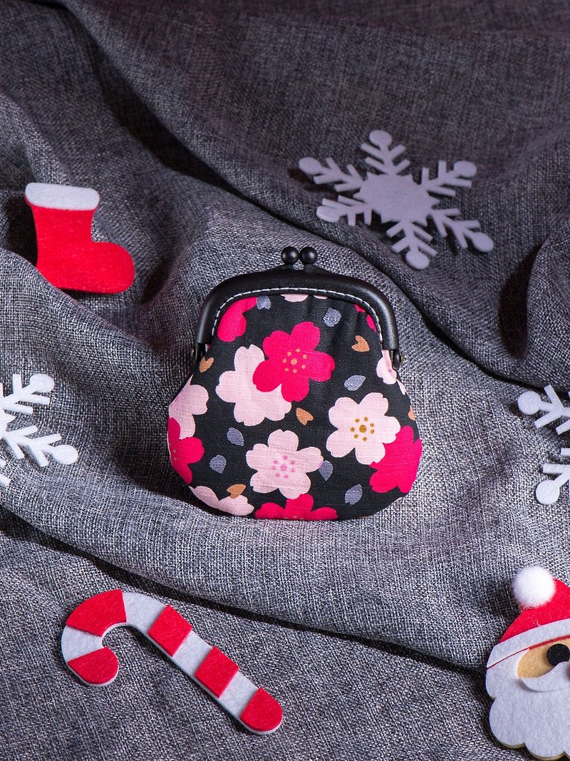 【雪花花】零钱口金包#圣诞礼物#交换礼物#可爱#花朵 - 零钱包 - 棉．麻 红色