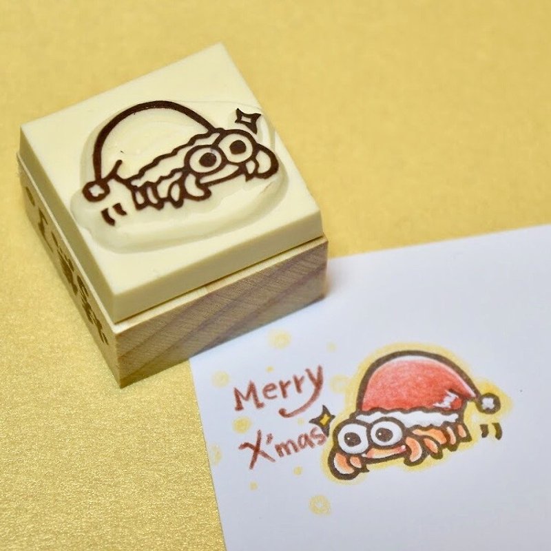 【圣诞节限定】圣诞寄居蟹 手工橡皮印章 - 印章/印台 - 橡胶 金色