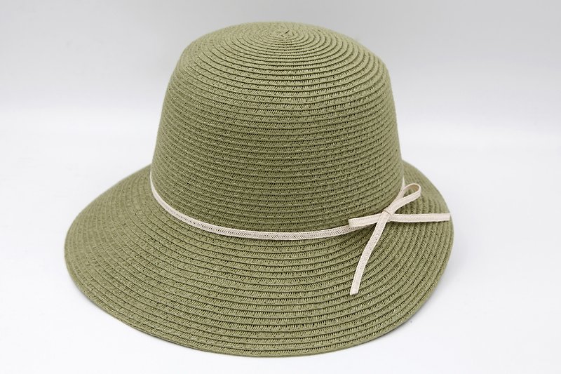 【纸布家】赫本帽(军绿色)纸线编织 - 帽子 - 纸 绿色