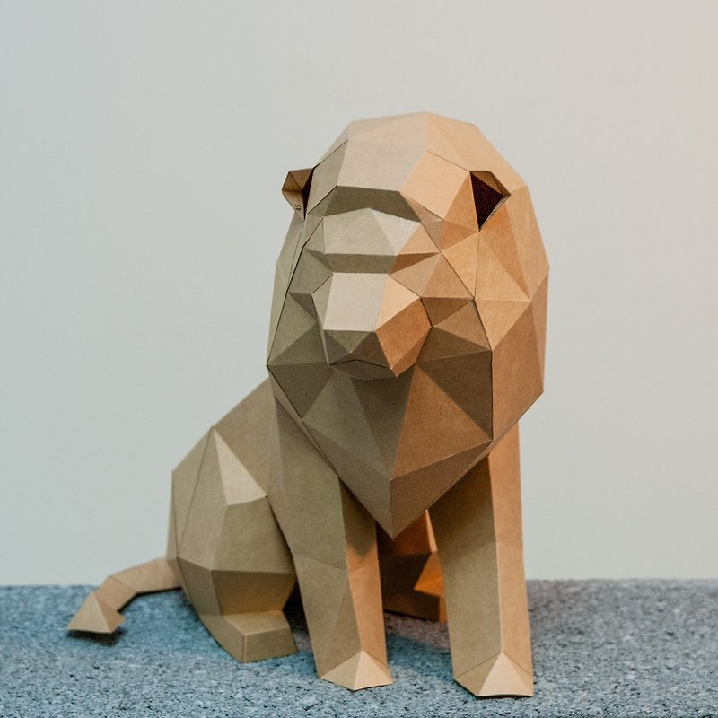 DIY手作3D纸模型摆饰 小动物系列 -万兽之王狮子 (4色可选) - 玩偶/公仔 - 纸 卡其色