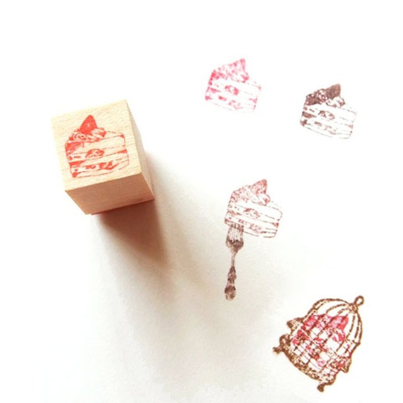 飾れるミニスタンプ　いちごのショートケーキ - 印章/印台 - 木头 