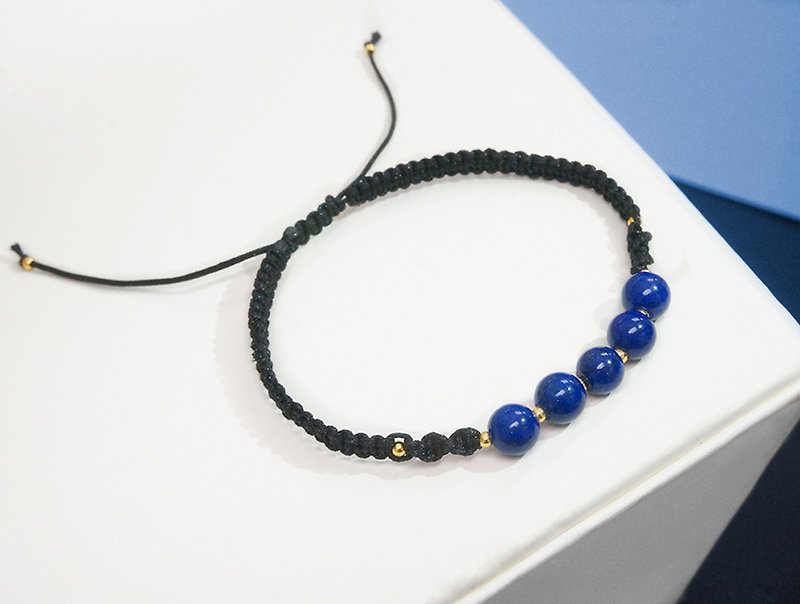 Edith & Jaz • 手织系列 - 青金石编织手环 (黑色绳) - 手链/手环 - 宝石 蓝色