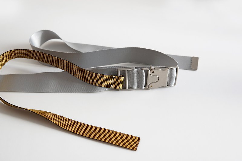 KAKY BELT 02-织带长腰带（银灰色） - 腰带/皮带 - 聚酯纤维 灰色