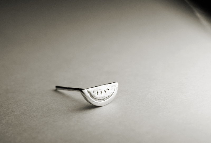 西瓜切片造型纯银耳环(单支/一对)  - 耳环/耳夹 - 其他金属 银色