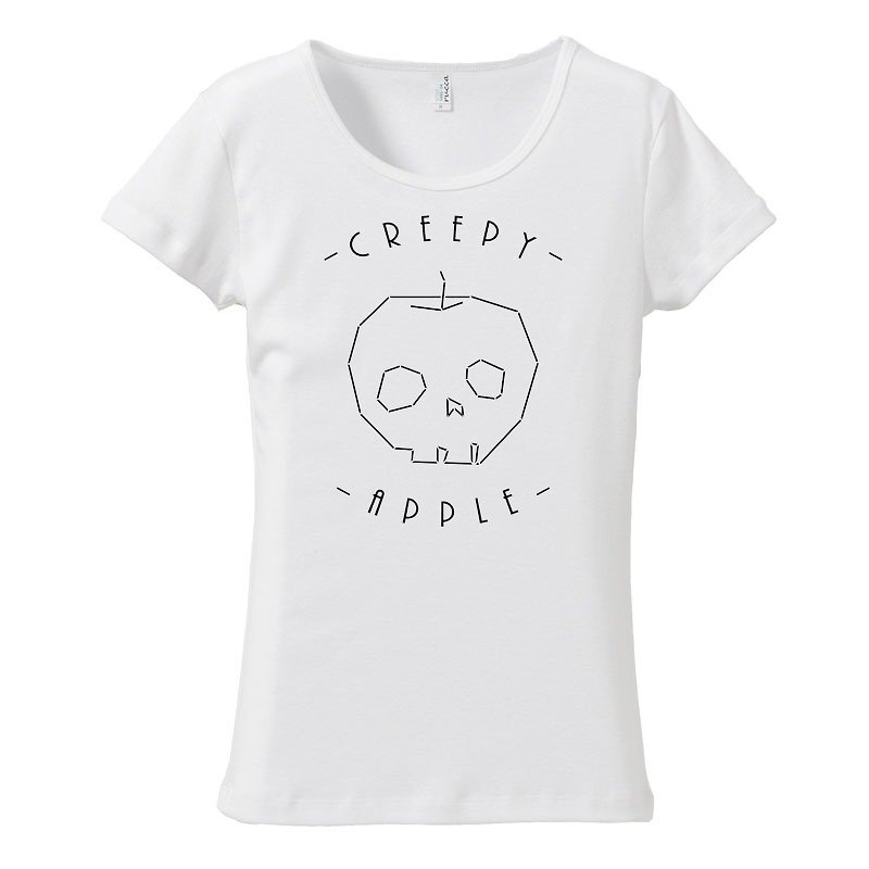 [レディースTシャツ] Creepy apple - 女装 T 恤 - 棉．麻 白色