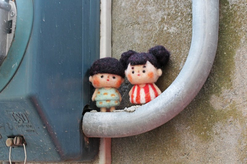 Anny's．羊毛毡爆米花女孩&蘑菇男孩 (展示) - 玩偶/公仔 - 羊毛 粉红色