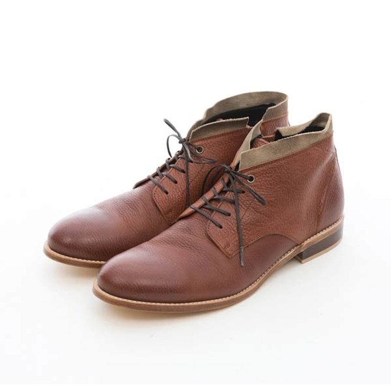 ARGIS 皮革底双色拼接沙漠靴 #42215咖啡 -日本手工制 - 男款皮鞋 - 真皮 咖啡色