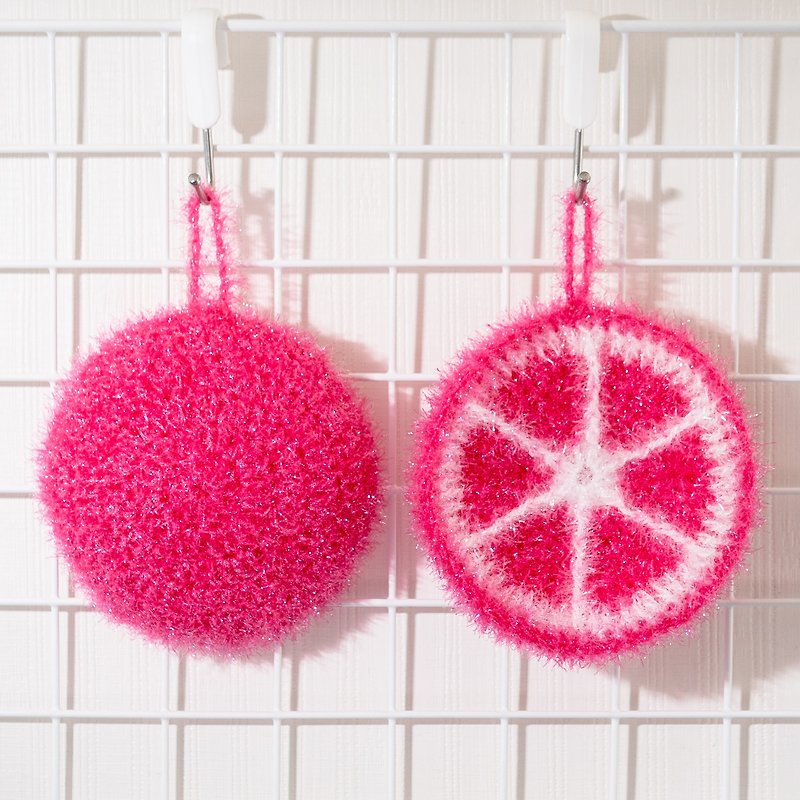手工编织双层柠檬 洗碗巾 粉红菜瓜布 刷锅神器 - 其他 - 聚酯纤维 粉红色