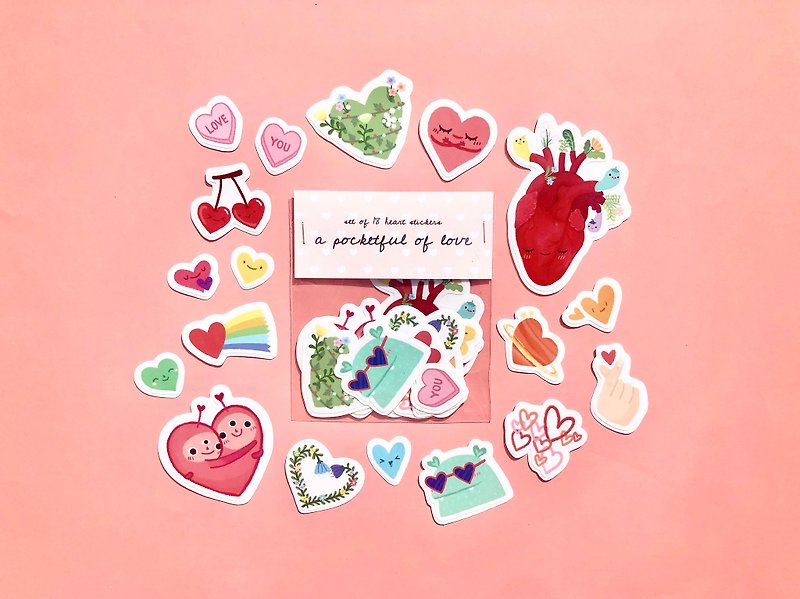 A Pocketful of Love Sticker Pack | set of 18 waterproof stickers - 贴纸 - 纸 多色