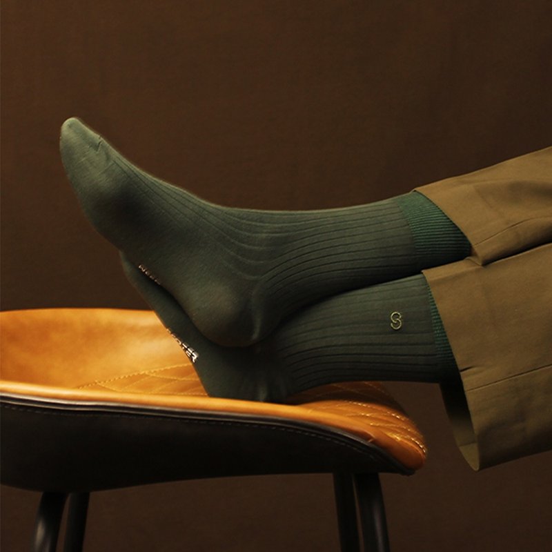 【FOOTER】纯色双针刺绣绅士袜 (男-Q53L/XL) - 袜子 - 棉．麻 多色