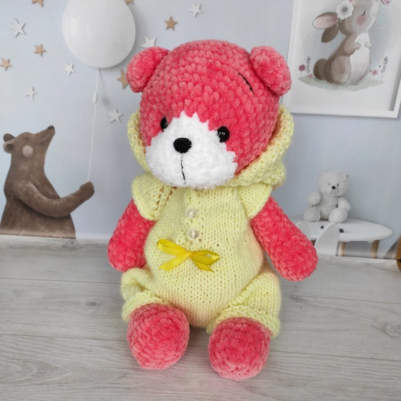 Teddy Bear, Teddy Bear in Overalls, Cute Handmade Teddy Bear, Stuffed Animal - 玩具/玩偶 - 其他材质 